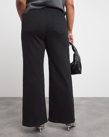 Black Cosy Finish Wide Leg Jeans