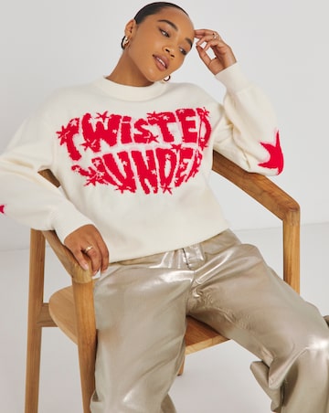 Simply Be X Twisted Wunder Cream Jacquard Jumper