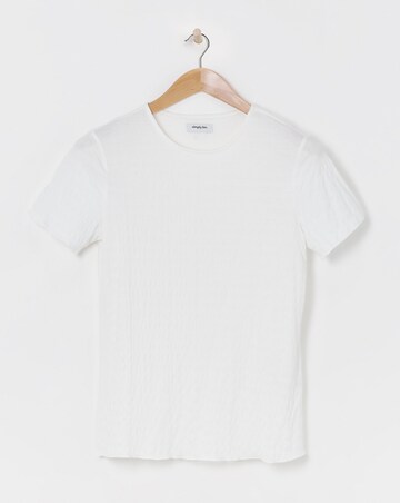 White Textured Jersey Frill Hem Top