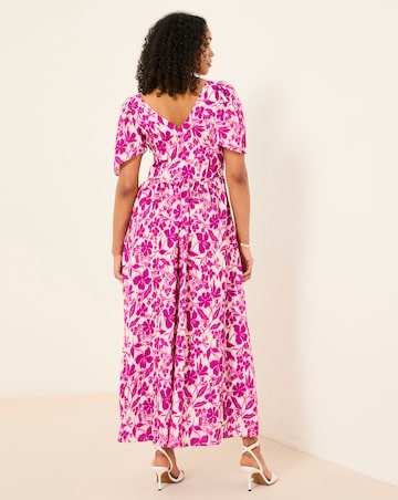 FatFace Copper & Black Marlow Flute Sleeve Dress