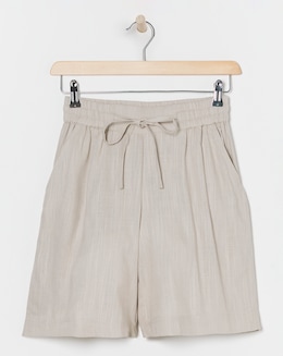 Sand Linen Mix Knee Length Shorts