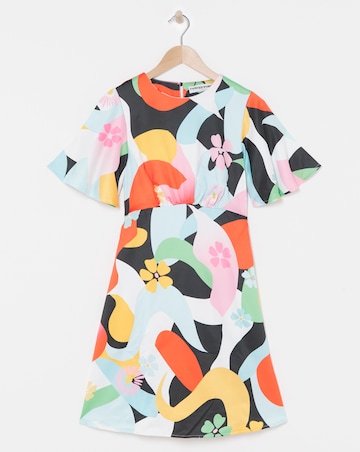 Twisted Wunder Ziggy Swirl Flower Satin Mini Dress