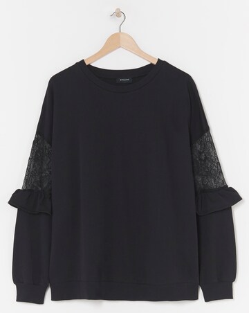 Black Lace Sleeve Detail Sweatshirt