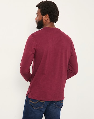 FatFace Woodside Long Sleeve Henley (Regular & Tall) - Burgundy