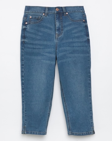 Mid Wash Stretch Denim Capri Jeans
