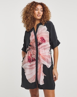 Religion Hidden Pink Floral Drawstring Waist Tunic