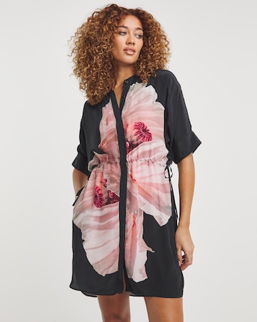Religion Hidden Pink Floral Drawstring Waist Tunic