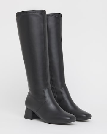 Claudia Low Block Heel Knee High Boots - Standard Fit (D) & Standard/Curvy Calf