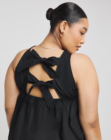 Simply Be Black Bow Back Poplin Top