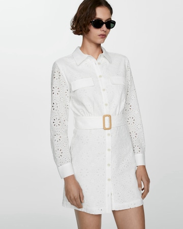 Mango Shirly Broiderie Anglaise Mini Shirt Dress
