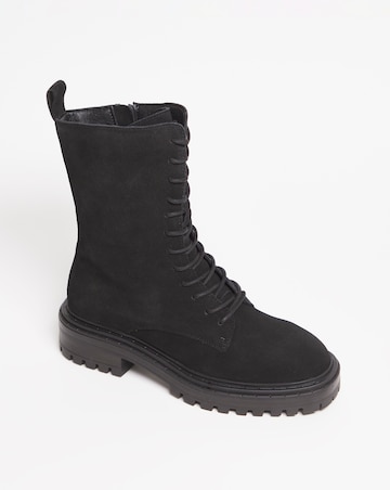 Suede Lace Up Boot - Wide Fit (E)