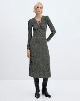 Mango Printed Bow Tie Dress