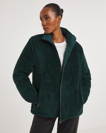 Teal Reversible Borg Quilted Jacket