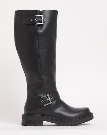 Eden Buckle Detail Knee High Boots - Extra Wide Fit (EEE) & Curvy Calf
