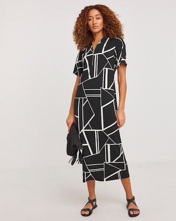 Soft Touch Midi Dress With Zip Front