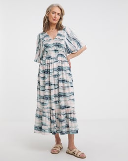 Julipa Shirred Front Crinkle Midi Dress