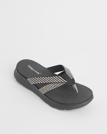 Cushion Walk Crystal Toe Post Sandals E Fit