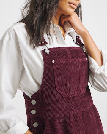 Simply Be Burgundy Cord Mini Dungaree Dress