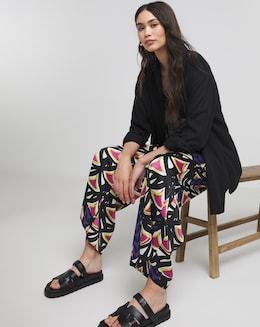 Simply Be Geo Print Satin Wide Leg Trousers