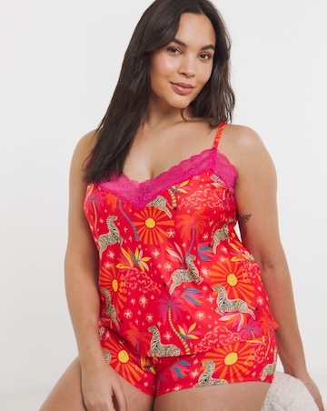 Satin Lace Cami Shortie Pyjama Set