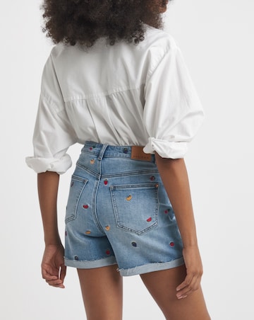 Simply Be Fruit Salad Embroidered Roll Hem Mom Short