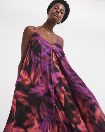 Pleated Front Pinafore Maxi Dress