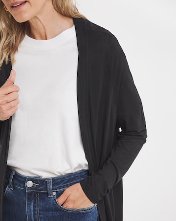 Black Longline Jersey Pocket Cardigan