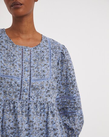 Anise Floral Print Ladder Trim Trapeze Dress
