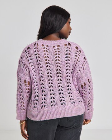 Lilac Cable Ladder Stitch Distressed Jumper