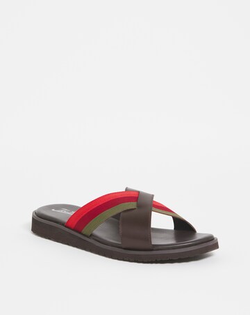 Joe Browns Leather Slide With Stipe Detail Wide Fit
