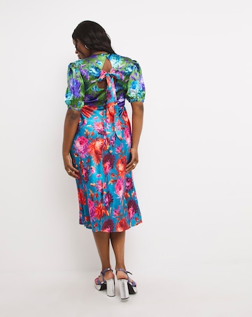 Hope & Ivy Mixed Print Satin Tea Dress