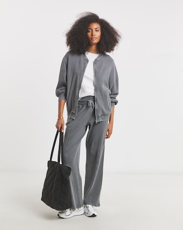 Simply Be Grey Acid Wash Waffle Bomber Jacket