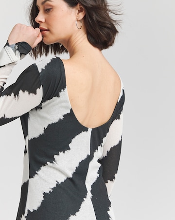 Simply Be Mono Stripe Mesh Scoop Back Column Maxi Dress