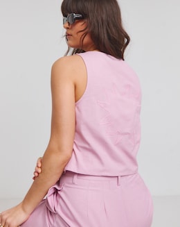 Native Youth Lilac Linen Mix Waistcoat