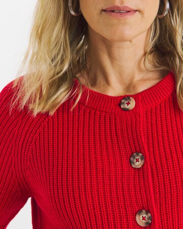 Red Raglan Long Sleeve Cardigan