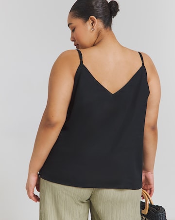 Simply Be Black Button Through Sleeveless Viscose Cami