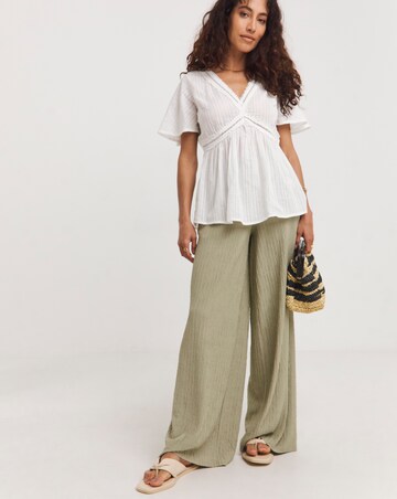 Trim Detail Flutter Sleeve Top