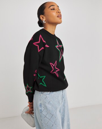 Simply Be X Twisted Wunder Glitter Star Jacquard Jumper