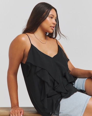 Simply Be Black Ruffle Front Cami