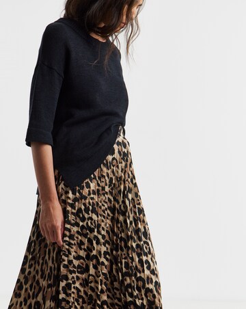 Animal Pleated Pull On Jersey Maxi Skirt