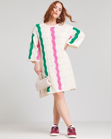 Native Youth Multi Stripe Short Sleeve Knitted Mini Dress