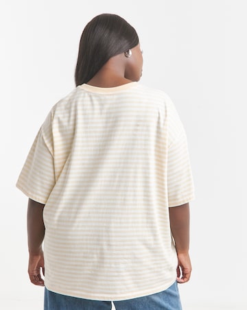 Simply Be Yellow & White Oversized Slouchy Crew Neck T-Shirt