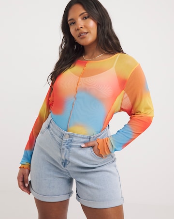 Multi Print Mesh Overlock Top