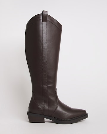 Zaida Western Cowboy Knee High Boots - Wide Fit (E) & Super Curvy Calf