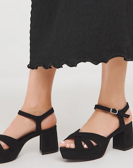 Francine Strap Detail Block Heel Platform Sandal - Wide Fit (E)