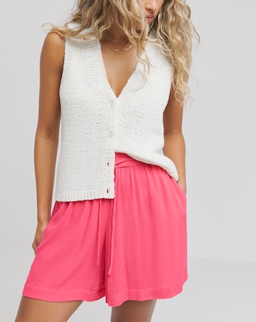 Simply Be Hot Pink Tie Waist Crinkle Shorts
