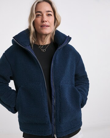 Navy Short Lined Borg Jacket