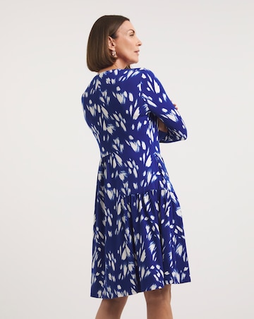 Asymmetric Jersey Swing Dress With Long Sleeves