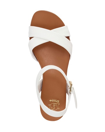 Dune Landies Leather Cross Over Sandals Wide E Fit