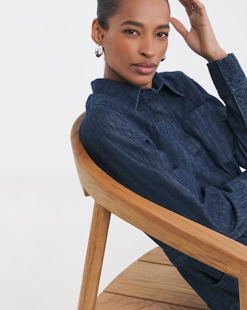 Pure Cotton Indigo A Line Shirt Dress